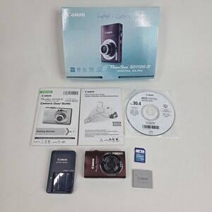 Canon PowerShot ELPH SD1100 IS 8.0MP Digital Camera Silver Bundle - Fully Tested